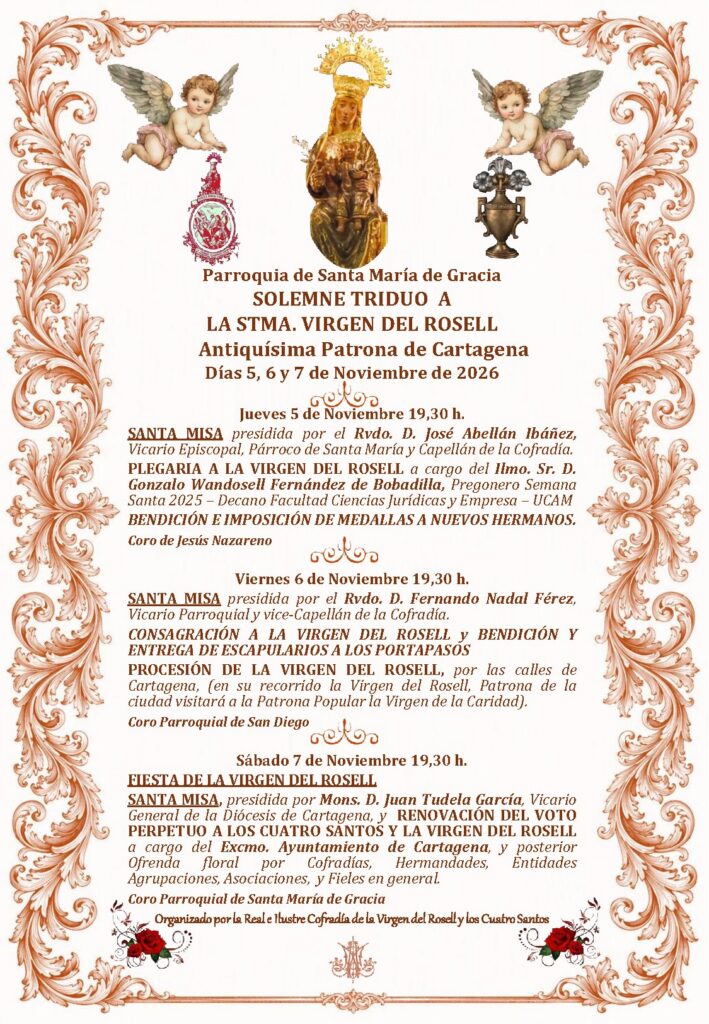 Cartel del Solemne Triduo a la Virgen del Rosell 2026